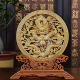 中国 龍如意宝珠ツゲ木彫り置物 美術品 黄楊 木製 彫刻