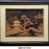 中国 庭園福州コルク画 美術品 工芸品